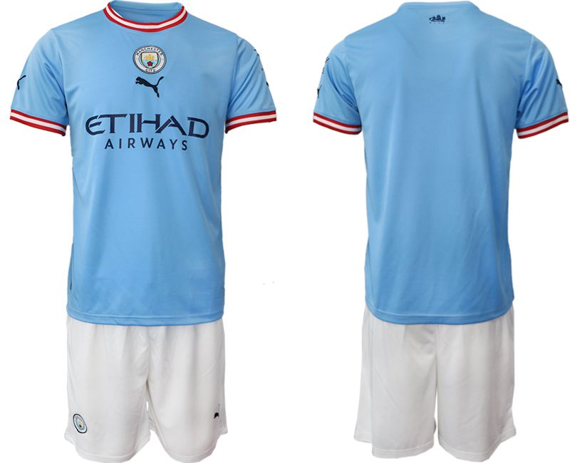 Cheap Men 2022-2023 Club Manchester City home blue blank Soccer Jersey